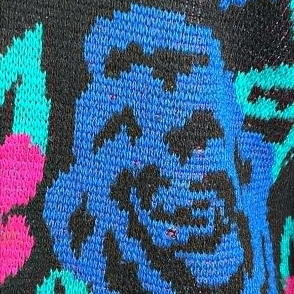 VTG 80s Reference Point Bold Floral Sweater SZ M Neon Magenta Boxy Retro Cosby - Picture 9 of 9